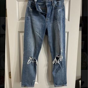 American Eagle High Waisted Distressed Mom Jeans